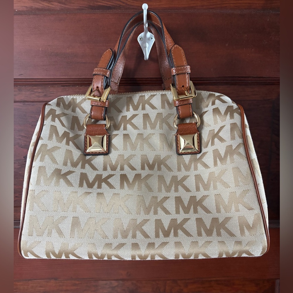 Michael Kors Tan and Brown Logo Handbag NWOT